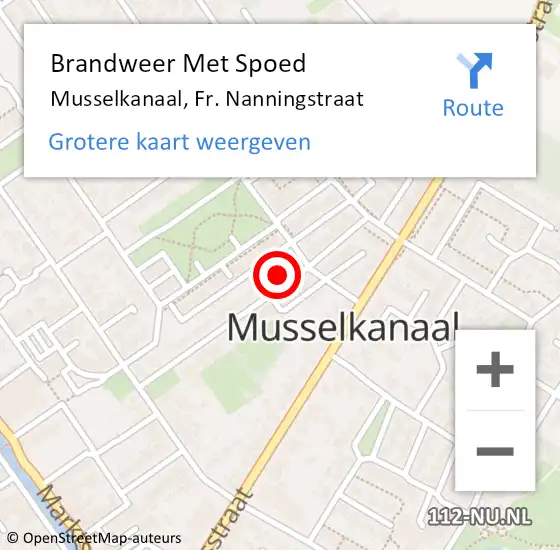 Locatie op kaart van de 112 melding: Brandweer Met Spoed Naar Musselkanaal, Fr. Nanningstraat op 13 juni 2023 12:18