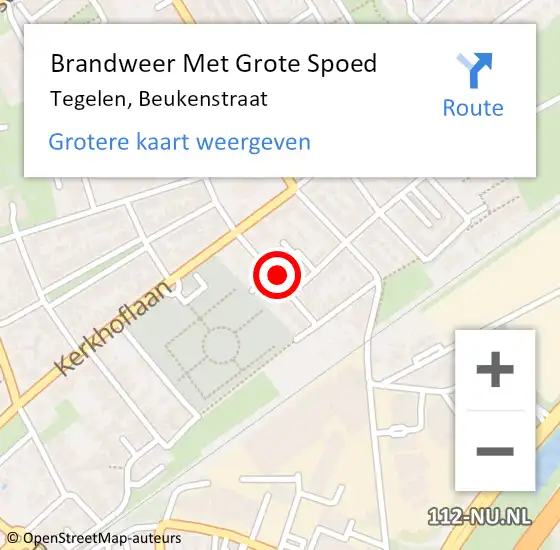 Locatie op kaart van de 112 melding: Brandweer Met Grote Spoed Naar Tegelen, Beukenstraat op 13 juni 2023 12:41