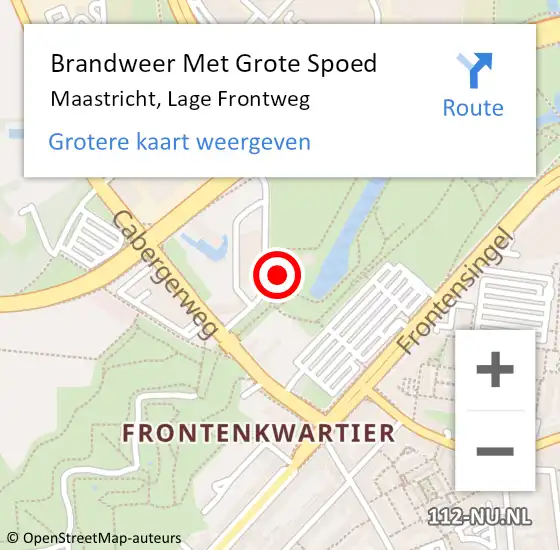 Locatie op kaart van de 112 melding: Brandweer Met Grote Spoed Naar Maastricht, Lage Frontweg op 13 juni 2023 12:55