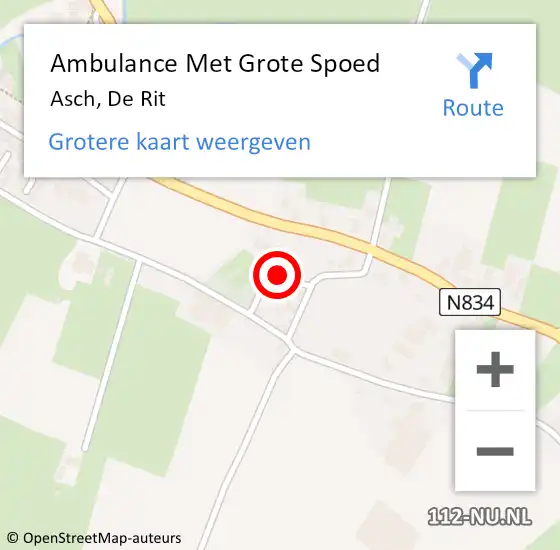 Locatie op kaart van de 112 melding: Ambulance Met Grote Spoed Naar Asch, De Rit op 28 augustus 2014 19:35