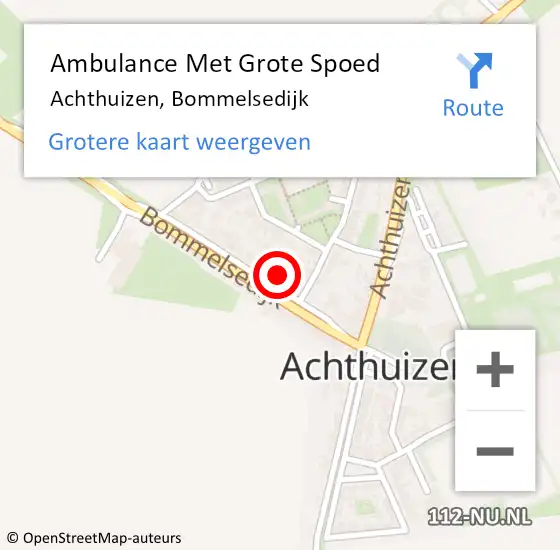 Locatie op kaart van de 112 melding: Ambulance Met Grote Spoed Naar Achthuizen, Bommelsedijk op 13 juni 2023 13:07