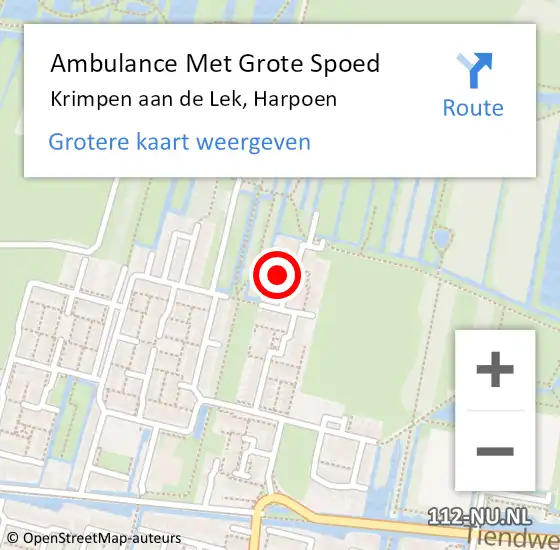 Locatie op kaart van de 112 melding: Ambulance Met Grote Spoed Naar Krimpen aan de Lek, Harpoen op 13 juni 2023 13:08