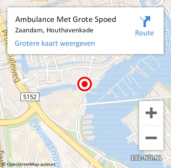 Locatie op kaart van de 112 melding: Ambulance Met Grote Spoed Naar Zaandam, Houthavenkade op 13 juni 2023 13:09