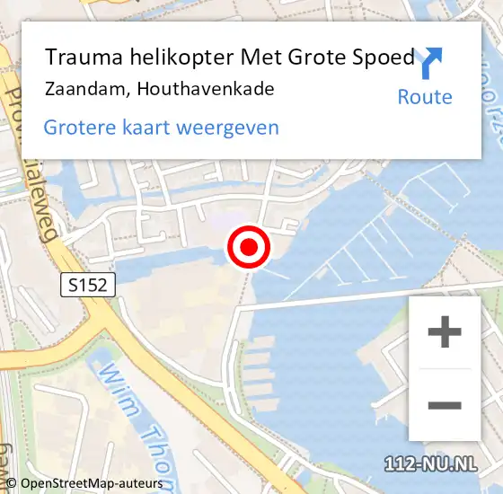 Locatie op kaart van de 112 melding: Trauma helikopter Met Grote Spoed Naar Zaandam, Houthavenkade op 13 juni 2023 13:10