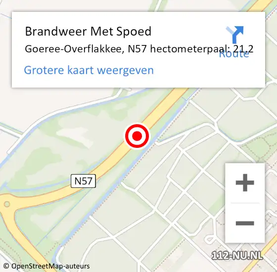 Locatie op kaart van de 112 melding: Brandweer Met Spoed Naar Goeree-Overflakkee, N57 hectometerpaal: 21,2 op 13 juni 2023 13:30