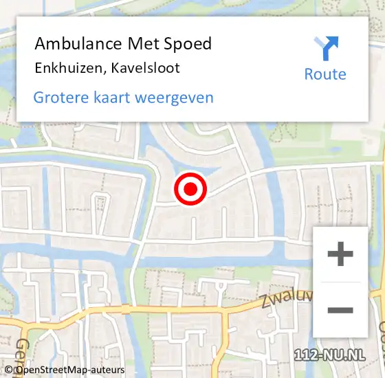 Locatie op kaart van de 112 melding: Ambulance Met Spoed Naar Enkhuizen, Kavelsloot op 13 juni 2023 13:38