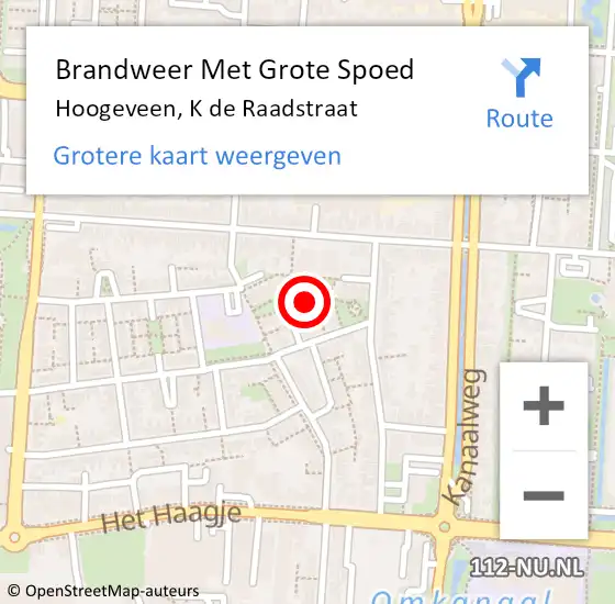 Locatie op kaart van de 112 melding: Brandweer Met Grote Spoed Naar Hoogeveen, K de Raadstraat op 13 juni 2023 13:40