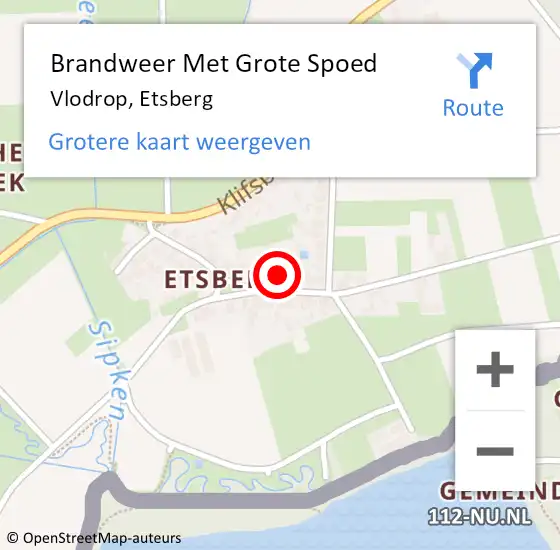 Locatie op kaart van de 112 melding: Brandweer Met Grote Spoed Naar Vlodrop, Etsberg op 13 juni 2023 13:46