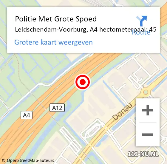 Locatie op kaart van de 112 melding: Politie Met Grote Spoed Naar Leidschendam-Voorburg, A4 hectometerpaal: 45 op 13 juni 2023 13:56