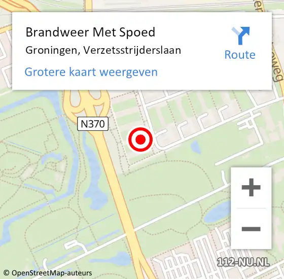 Locatie op kaart van de 112 melding: Brandweer Met Spoed Naar Groningen, Verzetsstrijderslaan op 13 juni 2023 13:58