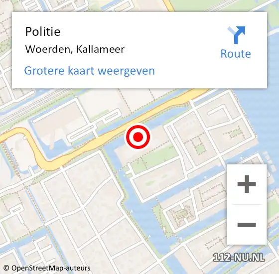 Locatie op kaart van de 112 melding: Politie Woerden, Kallameer op 13 juni 2023 14:05