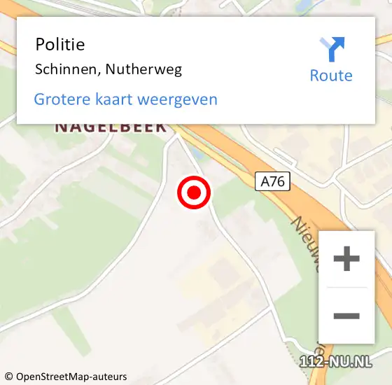 Locatie op kaart van de 112 melding: Politie Schinnen, Nutherweg op 13 juni 2023 14:11