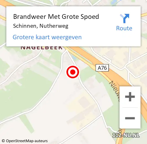 Locatie op kaart van de 112 melding: Brandweer Met Grote Spoed Naar Schinnen, Nutherweg op 13 juni 2023 14:11