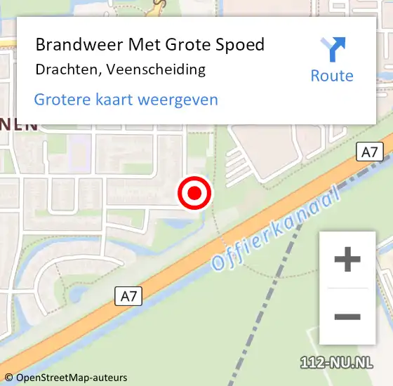 Locatie op kaart van de 112 melding: Brandweer Met Grote Spoed Naar Drachten, Veenscheiding op 13 juni 2023 14:38