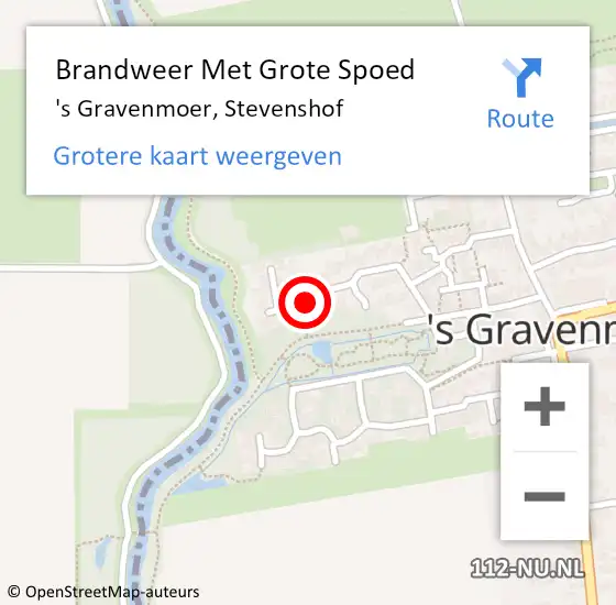 Locatie op kaart van de 112 melding: Brandweer Met Grote Spoed Naar 's Gravenmoer, Stevenshof op 13 juni 2023 15:01