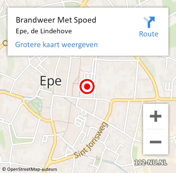 Locatie op kaart van de 112 melding: Brandweer Met Spoed Naar Epe, de Lindehove op 13 juni 2023 15:02