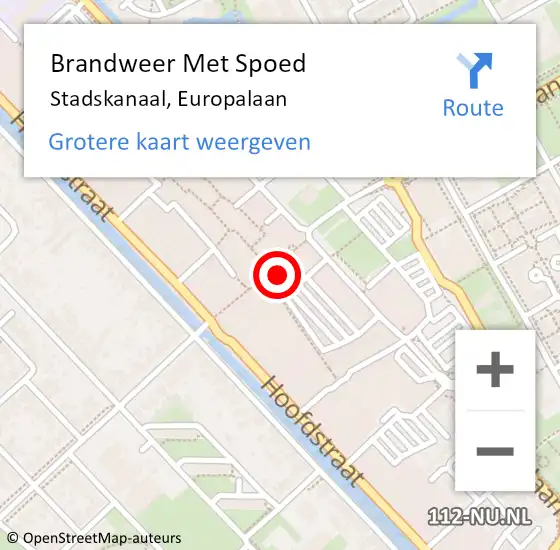 Locatie op kaart van de 112 melding: Brandweer Met Spoed Naar Stadskanaal, Europalaan op 13 juni 2023 15:04