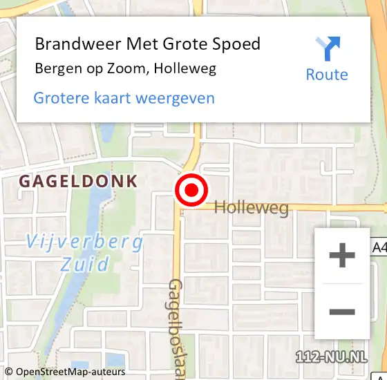 Locatie op kaart van de 112 melding: Brandweer Met Grote Spoed Naar Bergen op Zoom, Holleweg op 13 juni 2023 15:17