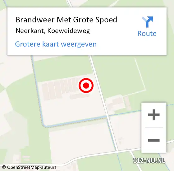 Locatie op kaart van de 112 melding: Brandweer Met Grote Spoed Naar Neerkant, Koeweideweg op 13 juni 2023 15:23