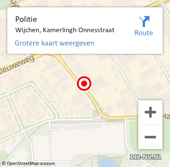 Locatie op kaart van de 112 melding: Politie Wijchen, Kamerlingh Onnesstraat op 13 juni 2023 15:29