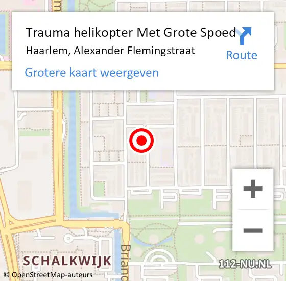 Locatie op kaart van de 112 melding: Trauma helikopter Met Grote Spoed Naar Haarlem, Alexander Flemingstraat op 13 juni 2023 15:35