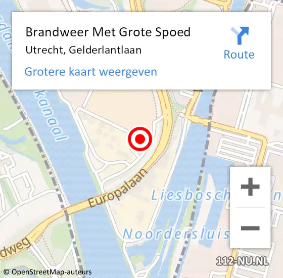 Locatie op kaart van de 112 melding: Brandweer Met Grote Spoed Naar Utrecht, Gelderlantlaan op 13 juni 2023 15:37