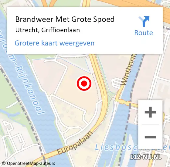 Locatie op kaart van de 112 melding: Brandweer Met Grote Spoed Naar Utrecht, Griffioenlaan op 13 juni 2023 15:38