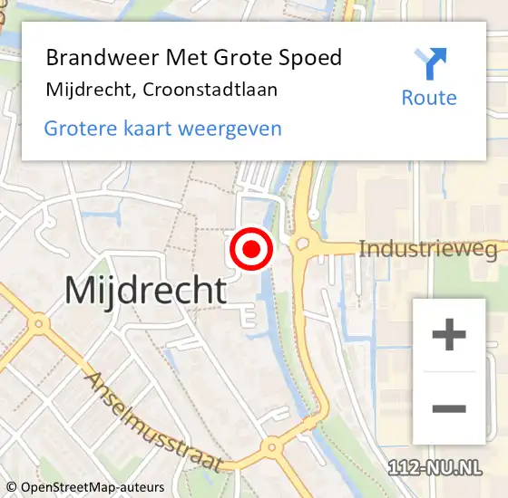 Locatie op kaart van de 112 melding: Brandweer Met Grote Spoed Naar Mijdrecht, Croonstadtlaan op 13 juni 2023 15:47