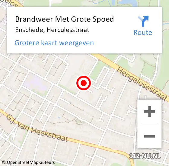 Locatie op kaart van de 112 melding: Brandweer Met Grote Spoed Naar Enschede, Herculesstraat op 28 augustus 2014 20:10