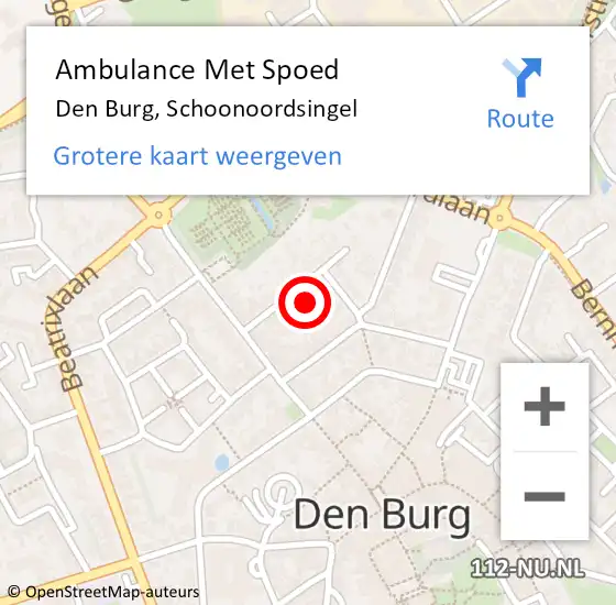 Locatie op kaart van de 112 melding: Ambulance Met Spoed Naar Den Burg, Schoonoordsingel op 13 juni 2023 16:29