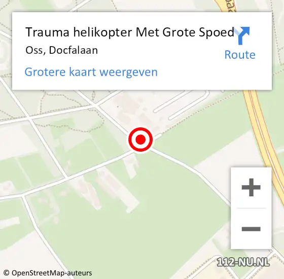 Locatie op kaart van de 112 melding: Trauma helikopter Met Grote Spoed Naar Oss, Docfalaan op 13 juni 2023 16:52