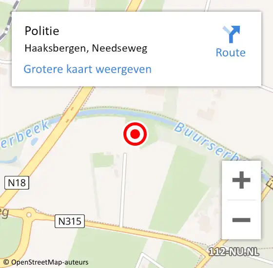 Locatie op kaart van de 112 melding: Politie Haaksbergen, Needseweg op 13 juni 2023 17:00