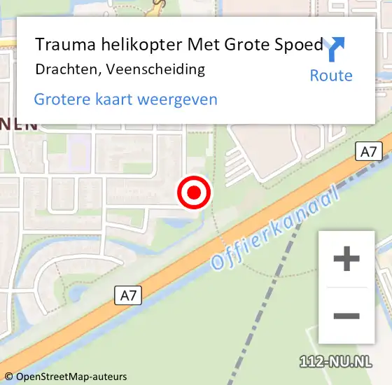 Locatie op kaart van de 112 melding: Trauma helikopter Met Grote Spoed Naar Drachten, Veenscheiding op 13 juni 2023 17:04