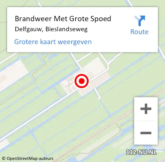 Locatie op kaart van de 112 melding: Brandweer Met Grote Spoed Naar Delfgauw, Bieslandseweg op 13 juni 2023 17:06