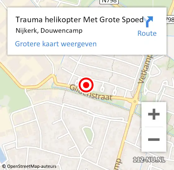 Locatie op kaart van de 112 melding: Trauma helikopter Met Grote Spoed Naar Nijkerk, Douwencamp op 13 juni 2023 17:06