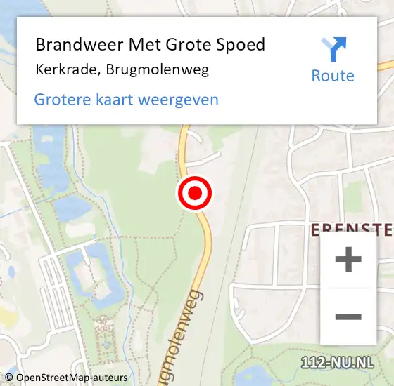 Locatie op kaart van de 112 melding: Brandweer Met Grote Spoed Naar Kerkrade, Brugmolenweg op 13 juni 2023 17:14