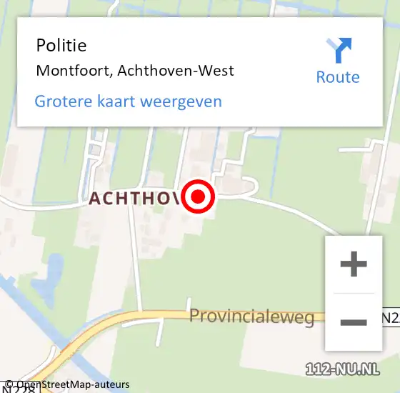 Locatie op kaart van de 112 melding: Politie Montfoort, Achthoven-West op 13 juni 2023 17:30