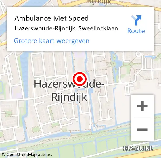 Locatie op kaart van de 112 melding: Ambulance Met Spoed Naar Hazerswoude-Rijndijk, Sweelincklaan op 13 juni 2023 17:56