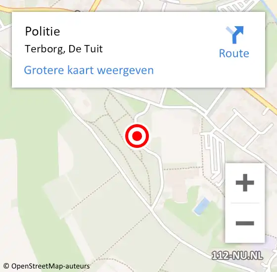 Locatie op kaart van de 112 melding: Politie Terborg, De Tuit op 13 juni 2023 17:58