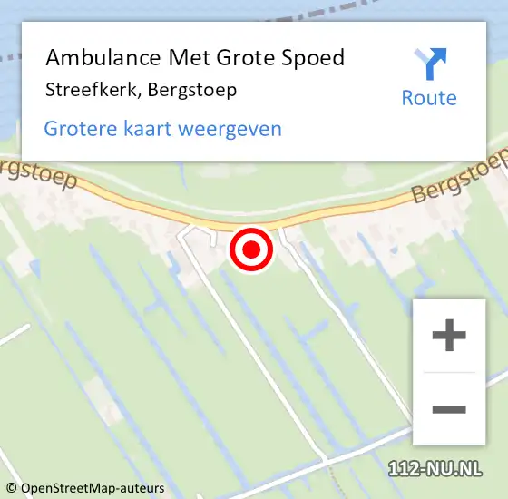 Locatie op kaart van de 112 melding: Ambulance Met Grote Spoed Naar Streefkerk, Bergstoep op 13 juni 2023 18:16