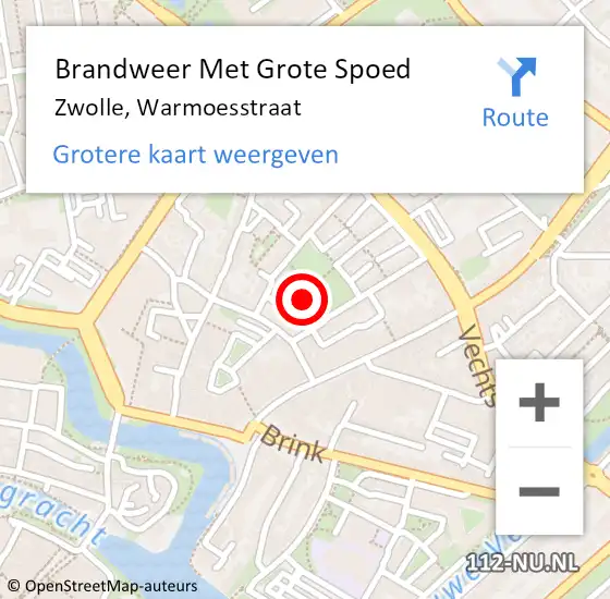 Locatie op kaart van de 112 melding: Brandweer Met Grote Spoed Naar Zwolle, Warmoesstraat op 13 juni 2023 18:23