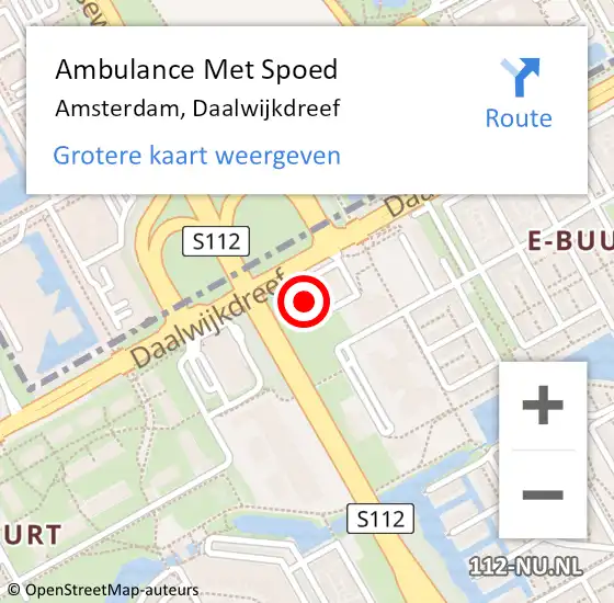 Locatie op kaart van de 112 melding: Ambulance Met Spoed Naar Amsterdam, Daalwijkdreef op 13 juni 2023 18:26