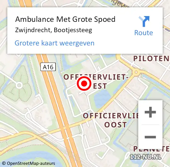 Locatie op kaart van de 112 melding: Ambulance Met Grote Spoed Naar Zwijndrecht, Bootjessteeg op 13 juni 2023 18:44