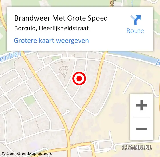 Locatie op kaart van de 112 melding: Brandweer Met Grote Spoed Naar Borculo, Heerlijkheidstraat op 13 juni 2023 18:48