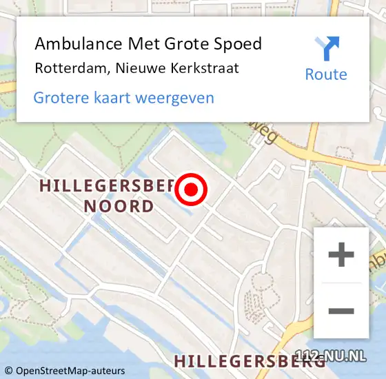 Locatie op kaart van de 112 melding: Ambulance Met Grote Spoed Naar Rotterdam, Nieuwe Kerkstraat op 13 juni 2023 18:57