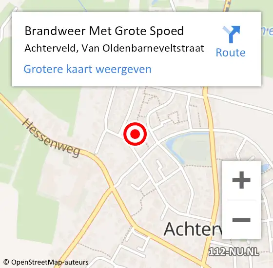 Locatie op kaart van de 112 melding: Brandweer Met Grote Spoed Naar Achterveld, Van Oldenbarneveltstraat op 13 juni 2023 19:29