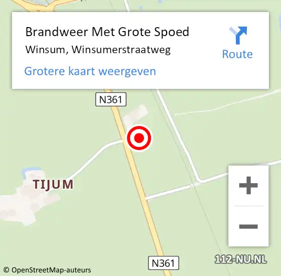 Locatie op kaart van de 112 melding: Brandweer Met Grote Spoed Naar Winsum, Winsumerstraatweg op 13 juni 2023 19:32