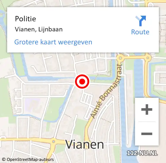 Locatie op kaart van de 112 melding: Politie Vianen, Lijnbaan op 13 juni 2023 19:45
