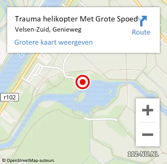 Locatie op kaart van de 112 melding: Trauma helikopter Met Grote Spoed Naar Velsen-Zuid, Genieweg op 13 juni 2023 19:49