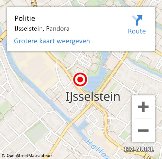 Locatie op kaart van de 112 melding: Politie IJsselstein, Pandora op 13 juni 2023 20:01